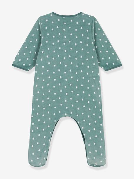 Fluwelen babypyjama met sterren PETIT BATEAU groen, bedrukt - vertbaudet enfant 
