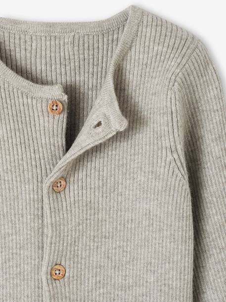 Geribde babypyjama met lange mouwen antraciet+gechineerd beige+gemêleerd grijs - vertbaudet enfant 