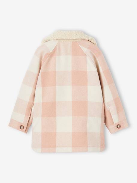 Manteau style surchemise en lainage à carreaux fille carreaux marron+carreaux rose - vertbaudet enfant 