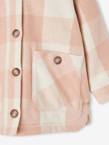 Manteau style surchemise en lainage à carreaux fille carreaux marron+carreaux rose - vertbaudet enfant 