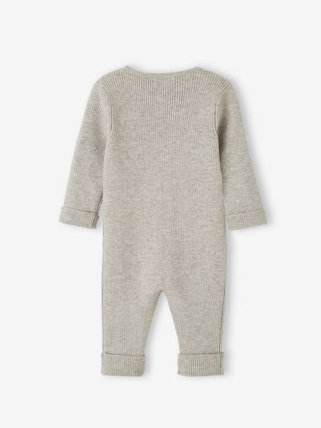 Geribde babypyjama met lange mouwen antraciet+gechineerd beige+gemêleerd grijs - vertbaudet enfant 