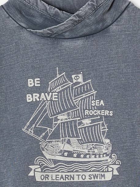 Sweat col snood motif bateau pirate garçon effet délavé gris chiné - vertbaudet enfant 