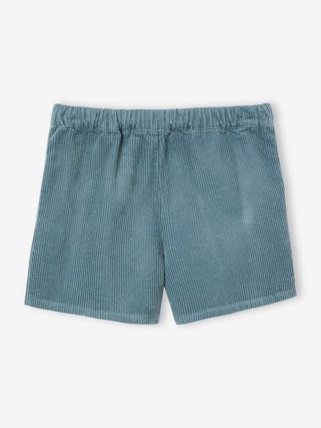 Short-rokje van ribfluweel met wikkeleffect Engels groen+groenblauw+oudroze+rood+rozen - vertbaudet enfant 