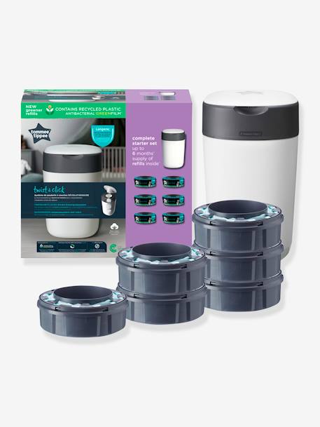 Starter pack poubelle à couches Twist & Click + 6 recharges BLANC - vertbaudet enfant 