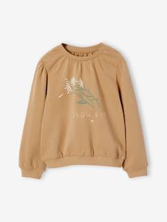 Meisje-Trui, vest, sweater-Sweater-Romantisch sweatshirt met bloemmotief en flatlockdetails