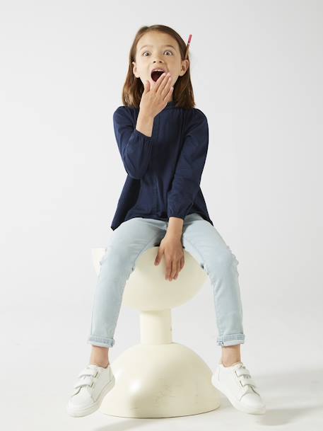 Jean fille tregging Basics bleu jean+double stone - vertbaudet enfant 