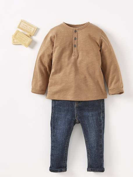 Babyjeans rechte pasvorm BASICS ongewassen denim - vertbaudet enfant 