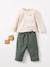 Molton babybroek met elastische taille flesgroen+inkt+rozen - vertbaudet enfant 