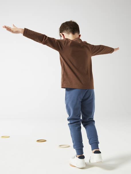 Joggingbroek van molton jongens dennen+donker leisteenblauw+gechineerd grijs+gemêleerd zwart+grijs+kaki+marineblauw, gechineerd+oker+rood+zwart - vertbaudet enfant 