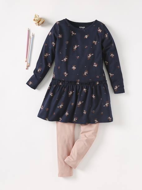 Legging fille ceinture irisée Basics gris chiné+MARINE GRISE+mauve+NOIR+rose foncé - vertbaudet enfant 