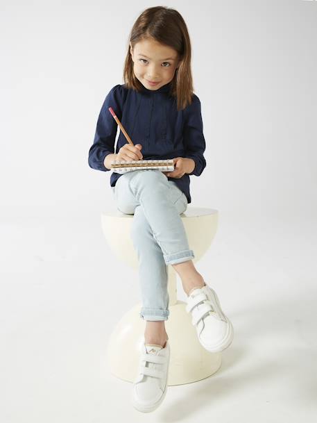 Jean fille tregging Basics bleu jean+double stone - vertbaudet enfant 