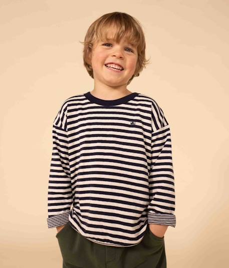 T-shirt manches longues en tubique PETIT BATEAU bleu imprimé - vertbaudet enfant 