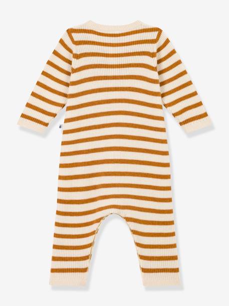 Combinaison rayée en tricot bébé beige - vertbaudet enfant 