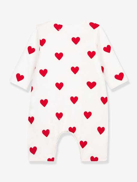 Combinaison longue cœurs rouges bébé en côte PETIT BATEAU blanc imprimé - vertbaudet enfant 