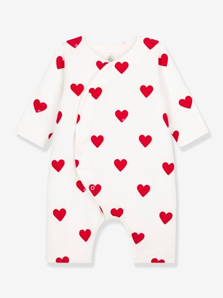 Combinaison longue cœurs rouges bébé en côte PETIT BATEAU blanc imprimé - vertbaudet enfant 