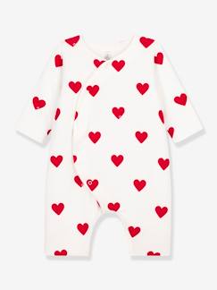 Baby-Salopette, jumpsuit-Lange babypyjama met hartjes in rib PETIT BATEAU
