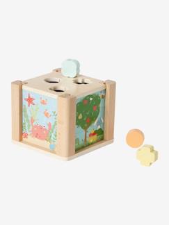 Jouet-Premier âge-Cube d'éveil 2 en 1 : Puzzles et formes à encastrer en bois FSC®