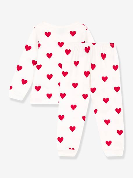 Pyjama met hartjes voor meisjes/jongens van sweatstof PETIT BATEAU wit, bedrukt - vertbaudet enfant 