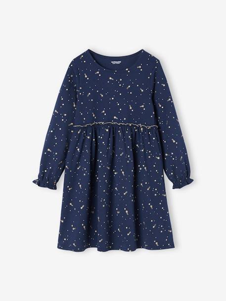 Robe de fête fille motifs étoiles irisés marine+rouge - vertbaudet enfant 