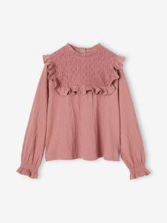 Shirtblouse met versiering van getextureerde mesh  - vertbaudet enfant