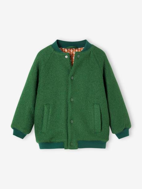 Manteau style teddy fille en lainage bouclettes vert anglais - vertbaudet enfant 
