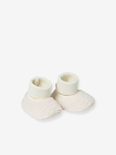 Chaussons bébé textile moutonné fabriqués en France écru - Vertbaudet