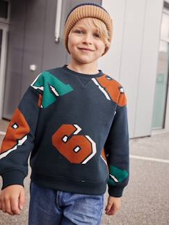 Jongens-Trui, vest, sweater-Sweatshirt voor jongens met ronde hals en maxi motiefjes
