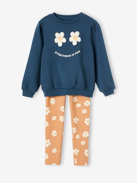 Ensemble sweat + legging imprimé fille marine - vertbaudet enfant 