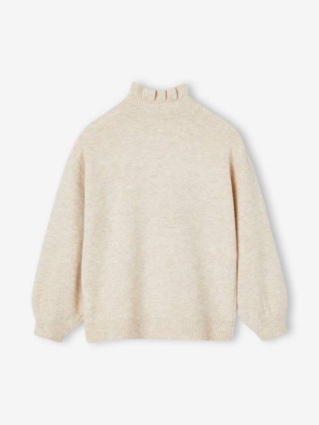 Pull jacquard animalier animé de paillettes fille beige chiné - vertbaudet enfant 