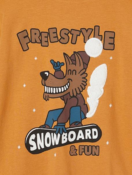 T-shirt animation fantaisie garçon en coton recyclé noix de pécan - vertbaudet enfant 