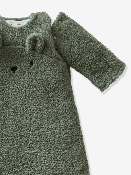 Gigoteuse hiver manches amovibles en polaire Ours GREEN FOREST beige foncé+écru+vert sauge - vertbaudet enfant 