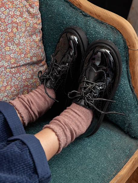 Derbies vernies semelle crantée enfant noir - vertbaudet enfant 