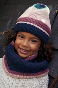 Meisje-Accessoires-Meisjesmuts, sjaal, handschoenen-Meisjesmuts + capuchon + handschoenen of colorblock wanten