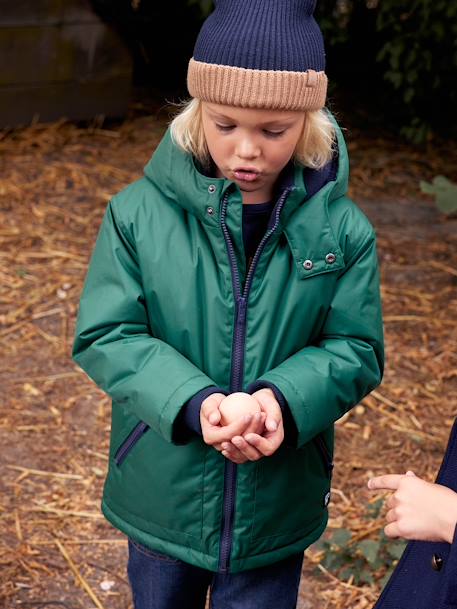 Gevoerde parka voor jongens met capuchon groen - vertbaudet enfant 