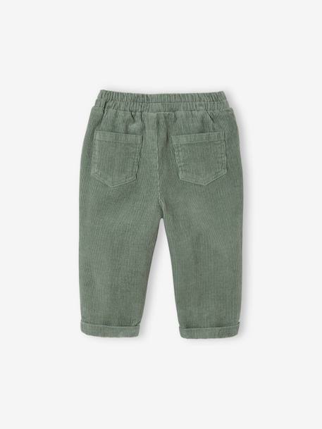 Corduroy babybroek grijsblauw+karamel+korstmos - vertbaudet enfant 
