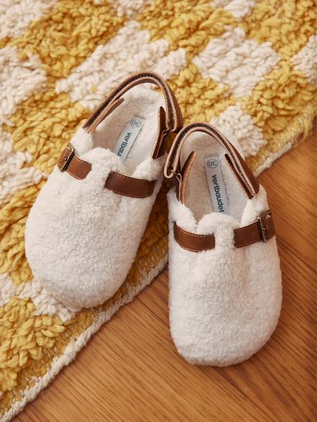 Chaussons sabots fourrés enfant écru - vertbaudet enfant 