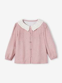 Baby-Overhemd, blouse-Babyblouse met print en geborduurde kraag