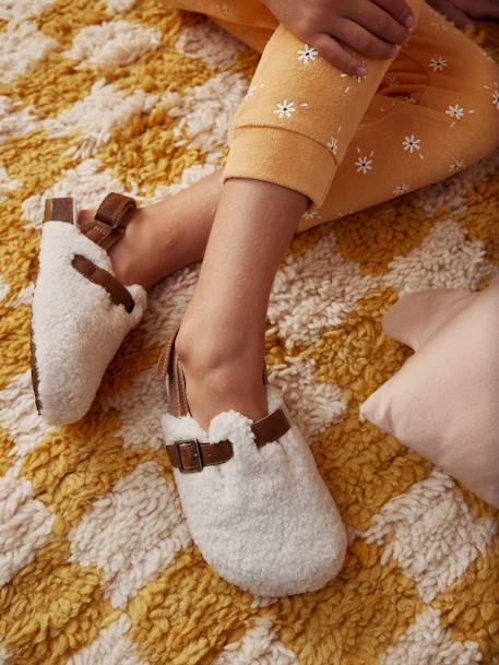 Chaussons sabots fourrés enfant écru - vertbaudet enfant 