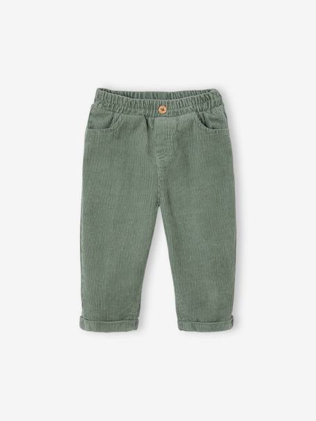 Corduroy babybroek grijsblauw+karamel+korstmos - vertbaudet enfant 
