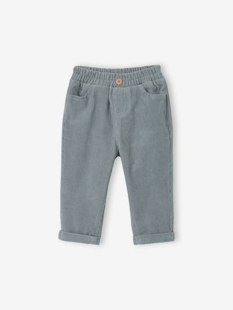Corduroy babybroek grijsblauw+karamel+korstmos - vertbaudet enfant 