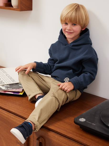 Fleece jongenssweater met capuchon nachtblauw - vertbaudet enfant 