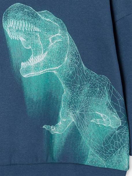Sweat à capuche motif dino néon garçon bleu nuit - vertbaudet enfant 