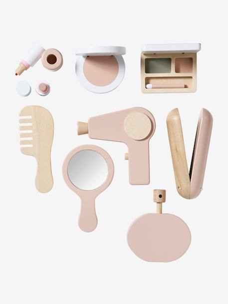 Coiffeuse cannage + accessoires en bois FSC® blanc+rose - vertbaudet enfant 