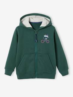Jongens-Trui, vest, sweater-Sweater-Fancy ridge hoodie met rits