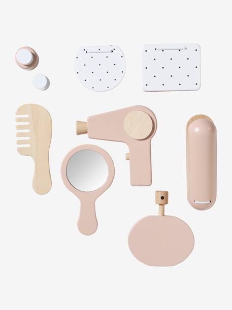 Coiffeuse cannage + accessoires en bois FSC® blanc+rose - vertbaudet enfant 