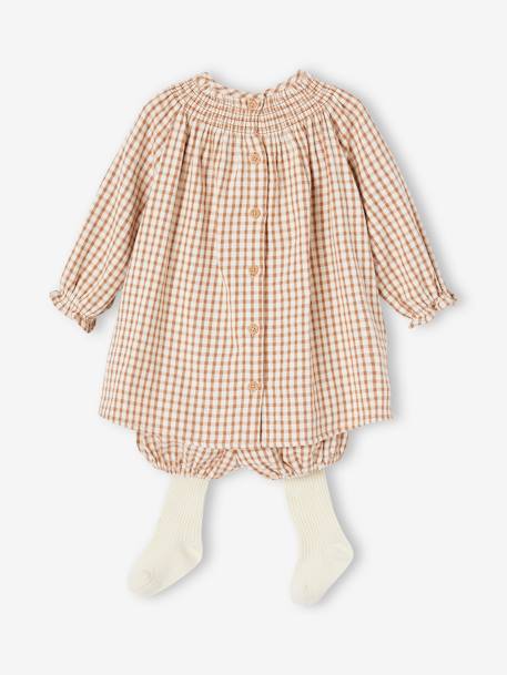 Driedelige babyset jurk, bloomer en maillot pecannoot - vertbaudet enfant 