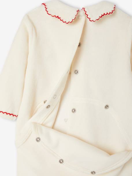 Pyjama Noël bébé fille brodé en velours écru - vertbaudet enfant 