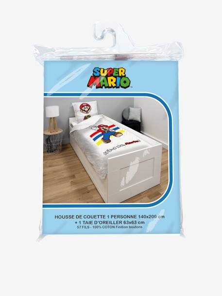 Set dekbedovertrek + kussensloop voor kinderen Super Mario® en Luigi wit - vertbaudet enfant 