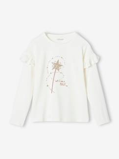Meisjes-T-shirt met ruches en glitter toverstaf  - vertbaudet enfant
