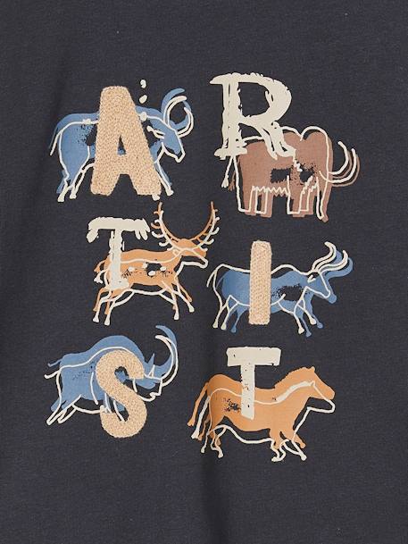 T-shirt jongens met préhisto-kunstenaarthema en geborduurde details antraciet - vertbaudet enfant 